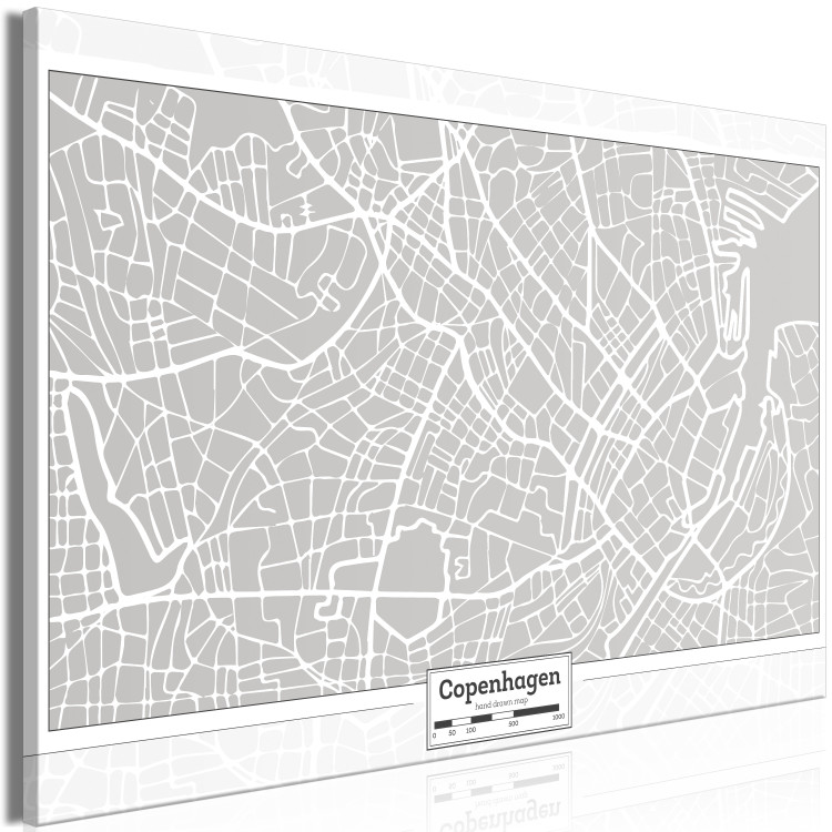 Canvas Gray Copenhagen - Capital Plan of Denmark in gray with a scale 135176 additionalImage 2