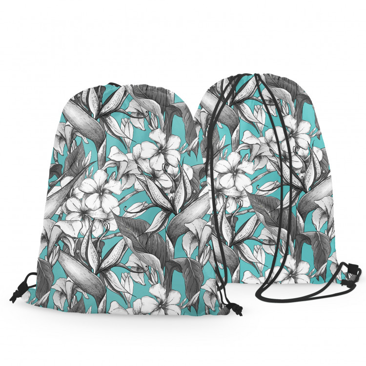 Backpack Floral swirl - grey floral composition on green background 148476 additionalImage 4