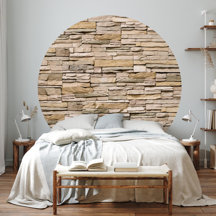 Round wallpaper Sandstone Wall - Composition of Elongated Decorative Stones 149176