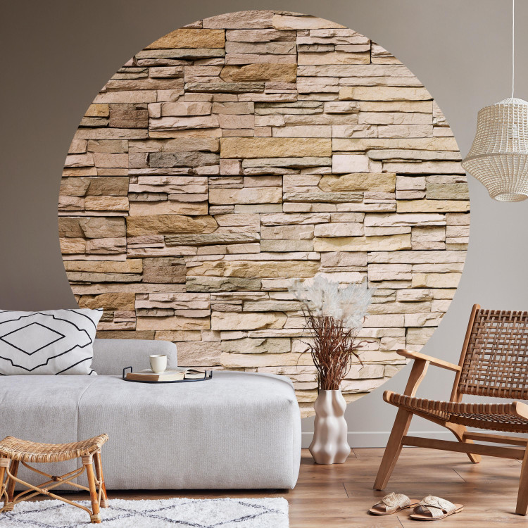 Round wallpaper Sandstone Wall - Composition of Elongated Decorative Stones 149176 additionalImage 2