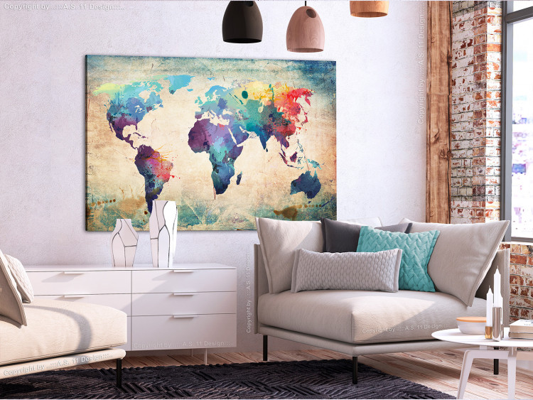 Decorative Pinboard Colorful World Map [Cork Map] 107186 additionalImage 4