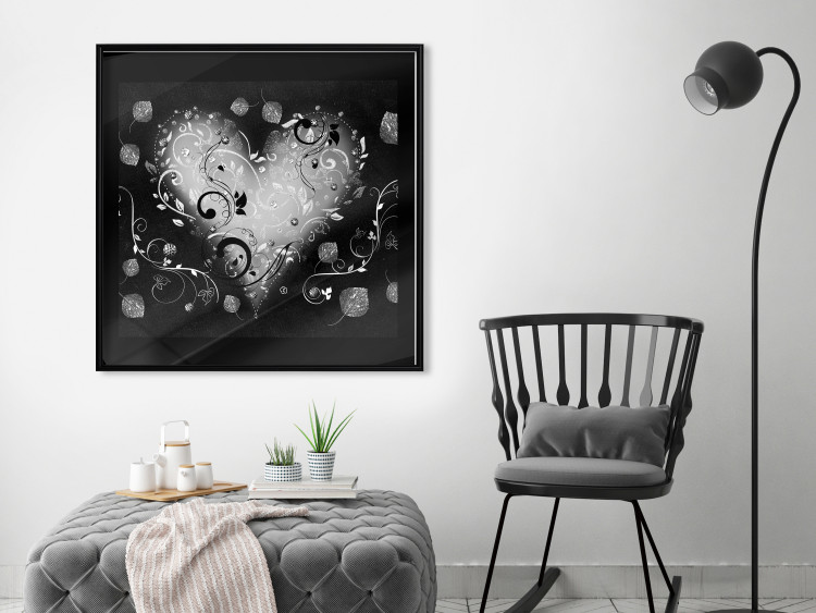 Poster Gift Me Love - black and white heart adorned with floral ornaments 121886 additionalImage 3