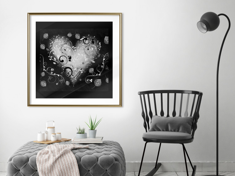 Poster Gift Me Love - black and white heart adorned with floral ornaments 121886 additionalImage 13