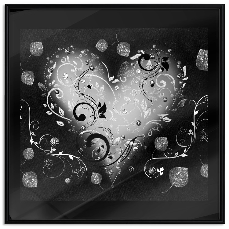 Poster Gift Me Love - black and white heart adorned with floral ornaments 121886 additionalImage 18