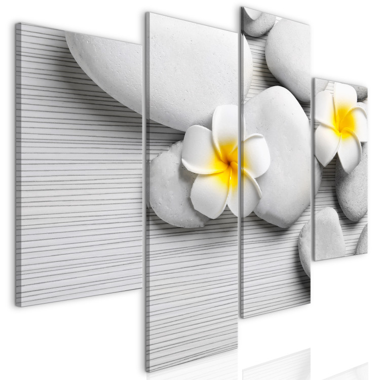 Canvas White stones and flowers - a four-part Zen-style composition 128786 additionalImage 2