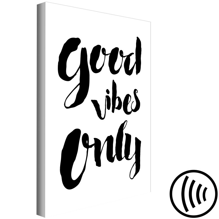 Canvas Good Vibes - black and white composition with an English inscription 128986 additionalImage 6
