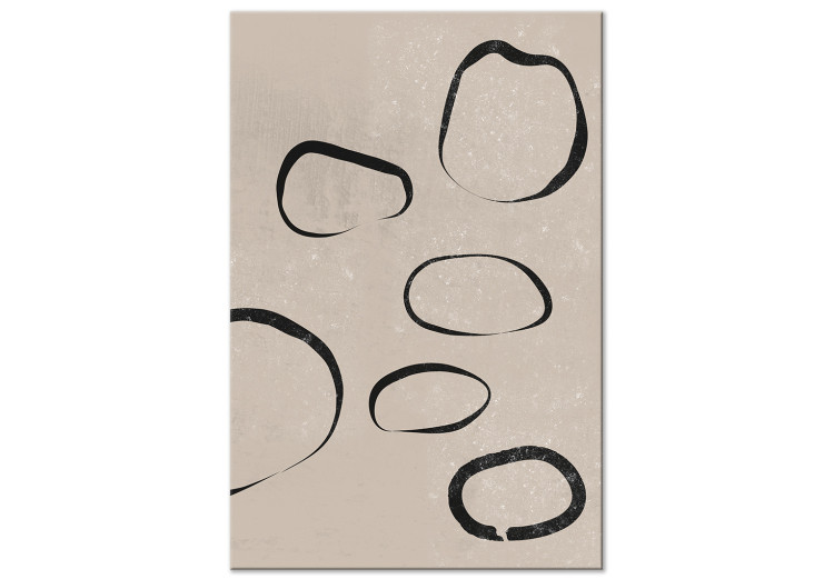 Canvas Asymmetric black circles - japandi style abstraction 134286