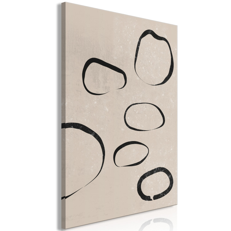 Canvas Asymmetric black circles - japandi style abstraction 134286 additionalImage 2