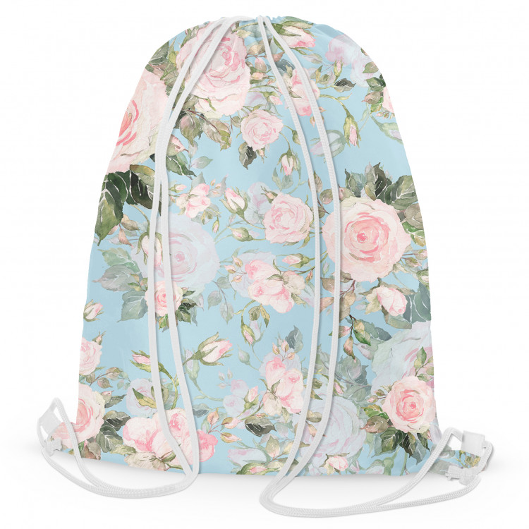 Backpack Elusive painting - roses in cottagecore style on blue background 147386