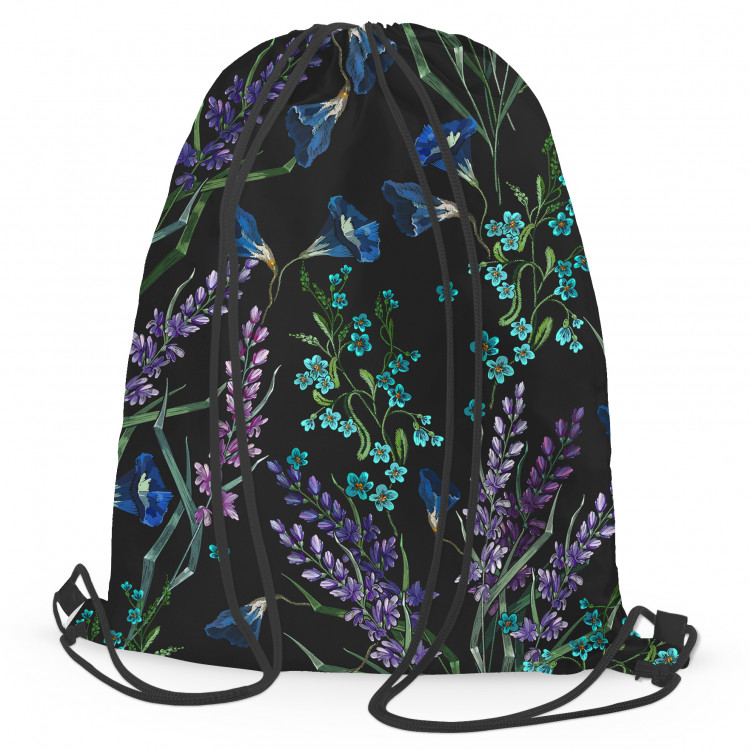 Backpack Provencal night - fine floral motif on black background 147586