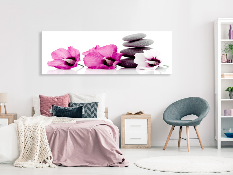 Canvas Pink flowers and stones - feng shui composition with mallow and stones 123396 additionalImage 3