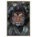 Poster Tiger in Leaves - portrait of a tiger against a background of green plants and flowers 138696 additionalThumb 20