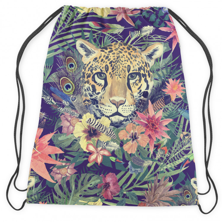 Backpack Cheetah in the leaves - wild animal, floral print in watercolour style 147696 additionalImage 2