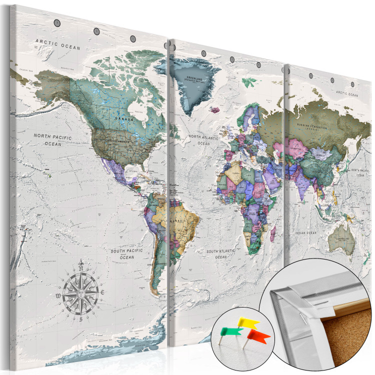 Decorative Pinboard World Destinations (3 Parts) [Cork Map] 107207