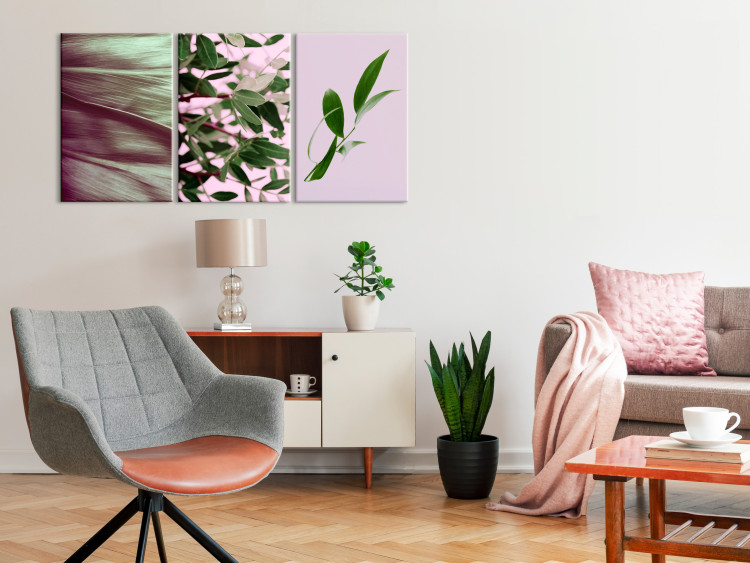 Canvas Leaves triptych - a composition consisting of various types of leaves 124407 additionalImage 3