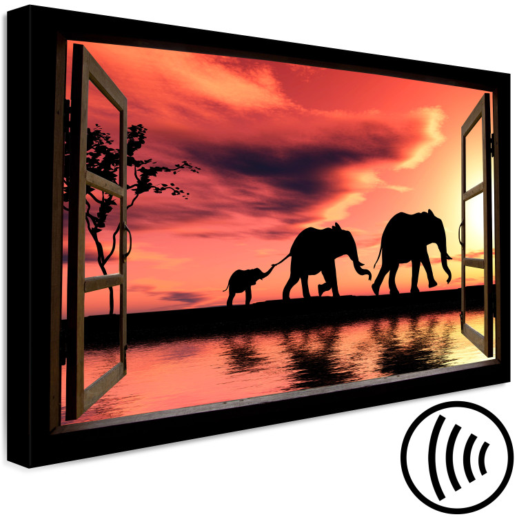 Canvas Wandering elephants seen through an open window - African landscape 125007 additionalImage 6