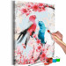 Paint by Number Kit Enamored Pink and Blue - Lovely Parrots Sitting on Branch and Pink Flowers 144617 additionalThumb 5