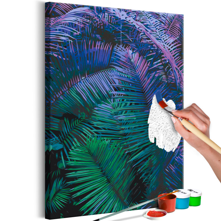 Paint by Number Kit Ultraviolet - Large Two-Color Palm Leaves on a Black Background 146217 additionalImage 5