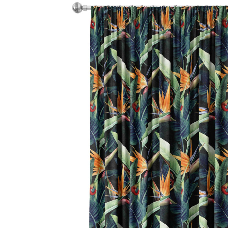 Decorative Curtain Floral composition - motife in white and blue shades 147217 additionalImage 9