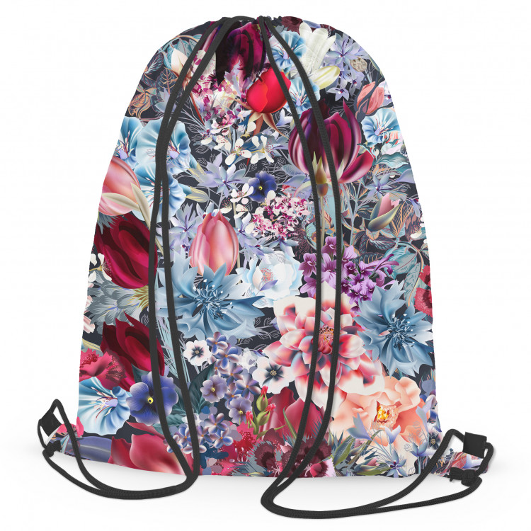 Backpack In a flower thicket - motif in shades of pink, green and blue 147617