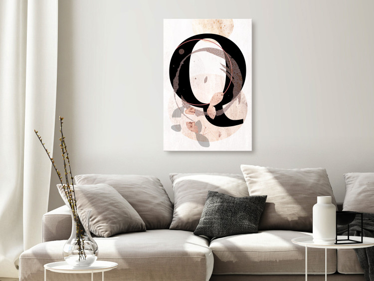 Canvas Black, capital letter Q - abstraction with beige and grey elements 127827 additionalImage 3