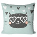 Decorative Microfiber Pillow Cat in love - animal and hearts held in shades of white and black cushions 147027