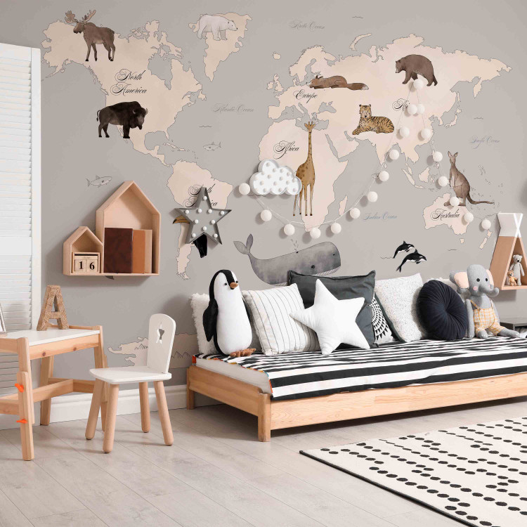 Wall Mural World Map for Kids - Continents and Oceans in Blue Tones 148027 additionalImage 6