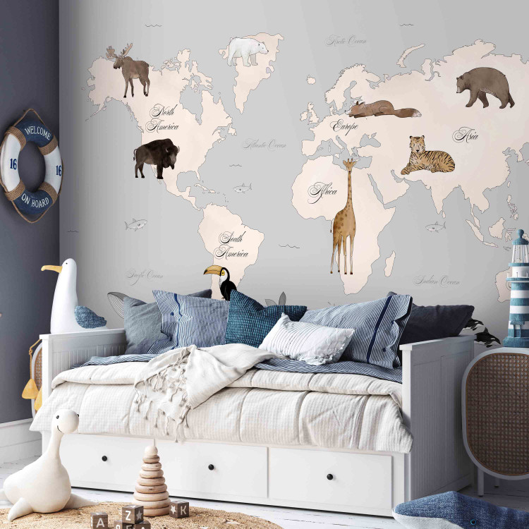 Wall Mural World Map for Kids - Continents and Oceans in Blue Tones 148027 additionalImage 4