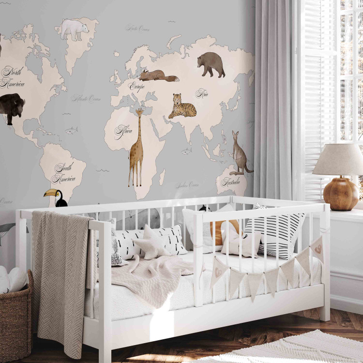 Wall Mural World Map for Kids - Continents and Oceans in Blue Tones 148027 additionalImage 5