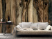 Wall Mural Olive tree - uniform background in pattern of dark wooden boards 135137