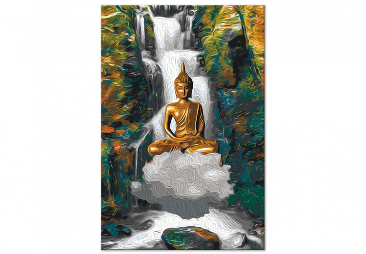 Paint by Number Kit Levitating Buddha - Meditating Figure in Front of a Waterfall and a Forest 146537 additionalImage 3