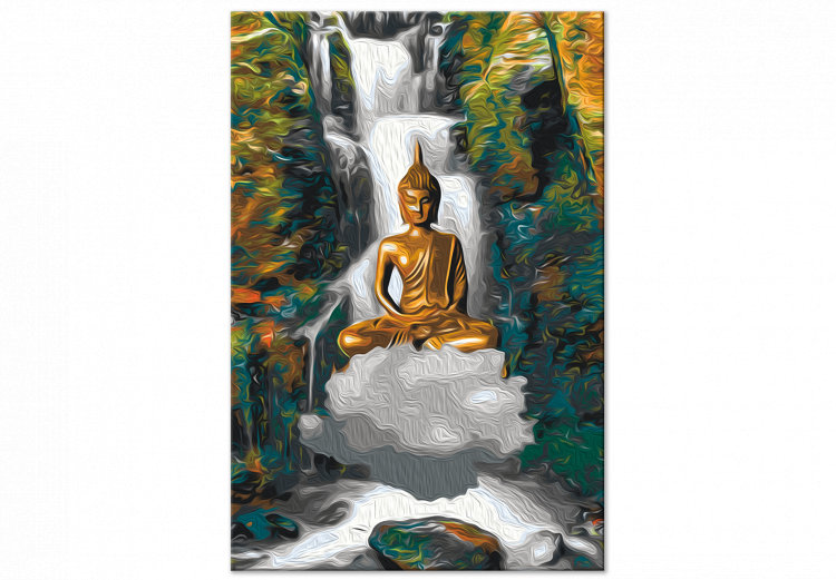 Paint by Number Kit Levitating Buddha - Meditating Figure in Front of a Waterfall and a Forest 146537 additionalImage 4