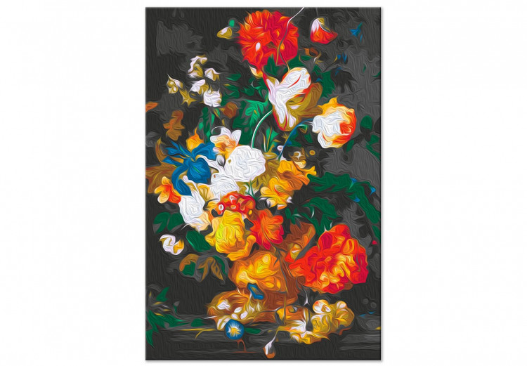 Paint by Number Kit Baroque Nature - Sumptuous Bouquet of Colorful Flowers against a Dark Background 147337 additionalImage 3