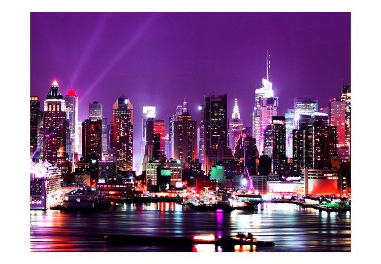 Wall Mural Lights of New York - Cityscape with a Touch of Purple Shades 61537 additionalImage 1