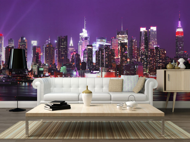 Wall Mural Lights of New York - Cityscape with a Touch of Purple Shades 61537