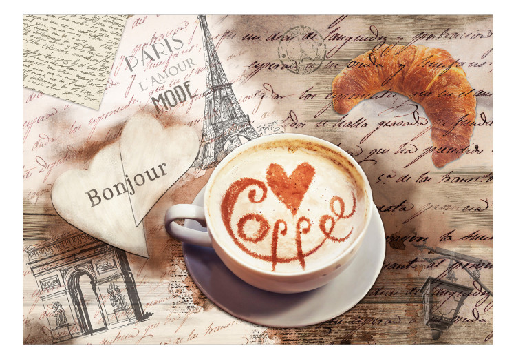 Wall Mural Morning in Paris - vintage style coffee motif with inscriptions in French 126947 additionalImage 1