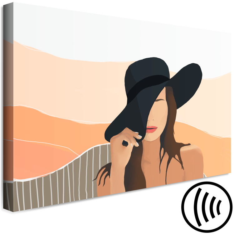 Canvas Woman hat - artwork in pastel colours with figure of a woman 132147 additionalImage 6
