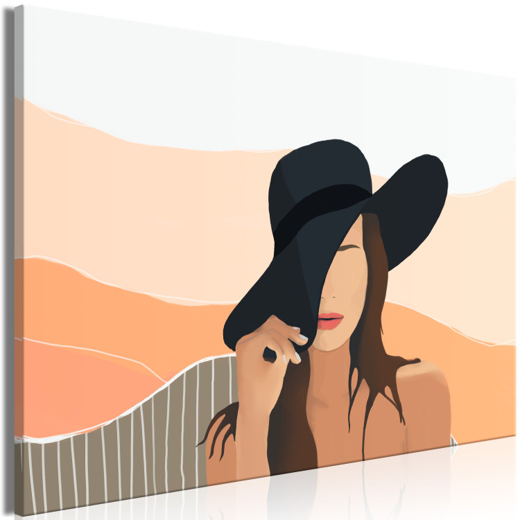 Canvas Woman hat - artwork in pastel colours with figure of a woman 132147 additionalImage 2