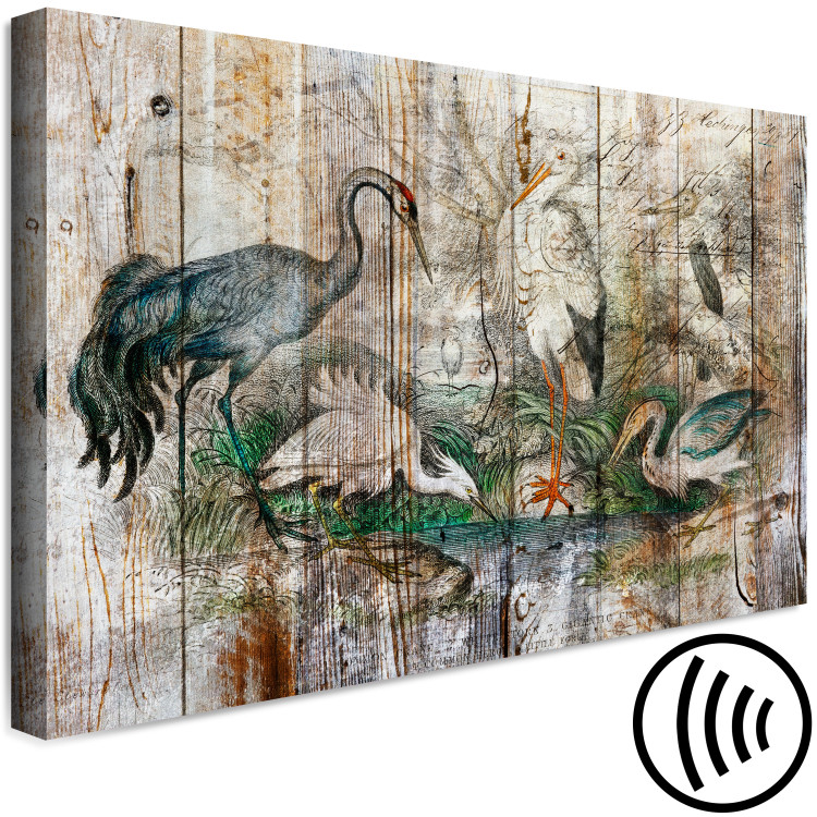 Canvas From the Chronicles of Nature - Graphics With Birds on Boards in a Vintage Style 145747 additionalImage 6