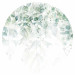 Round wallpaper Green Waterfall - Delicate Twigs Full of Leaves on a White Background 149147 additionalThumb 1