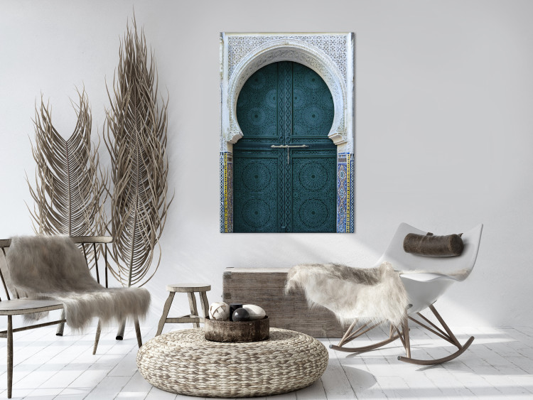 Canvas Moroccan, turquoise doors - a photograph of ethnic architecture 124957 additionalImage 3