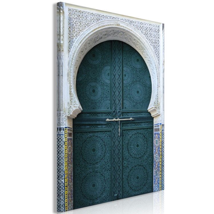 Canvas Moroccan, turquoise doors - a photograph of ethnic architecture 124957 additionalImage 2