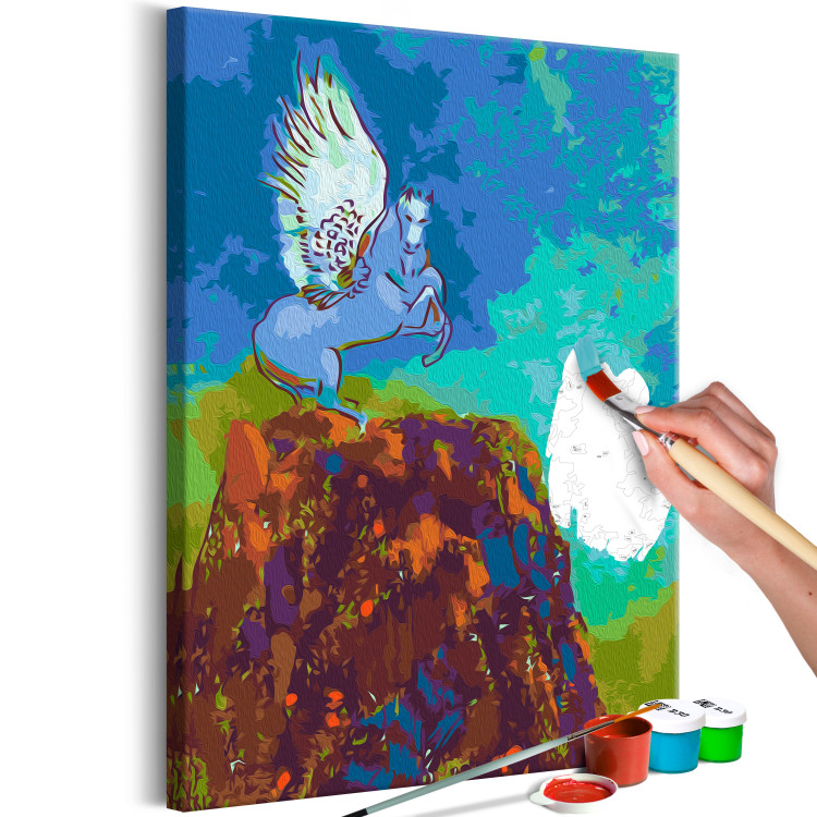 Paint by Number Kit At the Top - Blue Pegasus Getting Ready to Fly from a Brown Rock 146557 additionalImage 7