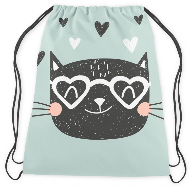 Backpack Cat in love - animal and hearts held in shades of white and black 147357 additionalImage 2