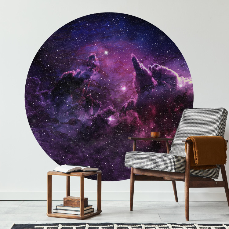 Round wallpaper Starry Sky - The Night Sky in Shades of Purple and Navy Blue 149157 additionalImage 2