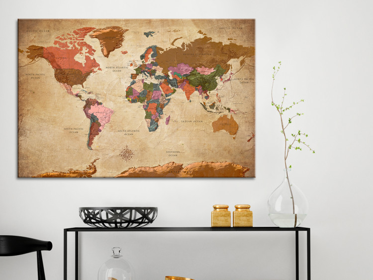 Cork Pinboard World Map: Brown Elegance [Cork Map] 96057 additionalImage 4