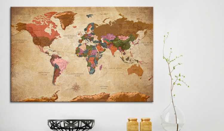 Cork Pinboard World Map: Brown Elegance [Cork Map] 96057 additionalImage 3