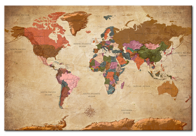 Cork Pinboard World Map: Brown Elegance [Cork Map] 96057 additionalImage 2