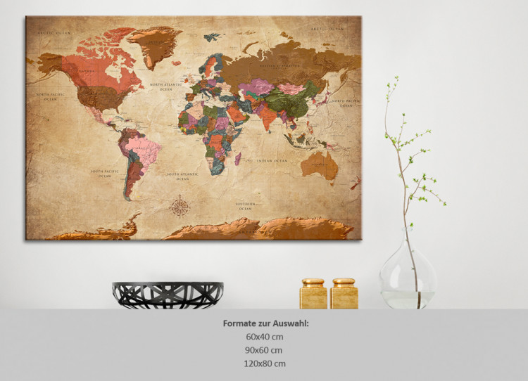 Cork Pinboard World Map: Brown Elegance [Cork Map] 96057 additionalImage 7