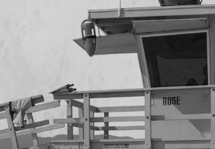 Canvas Safety- black and white photograph of a lifeguard booth on the beach 116367 additionalImage 5